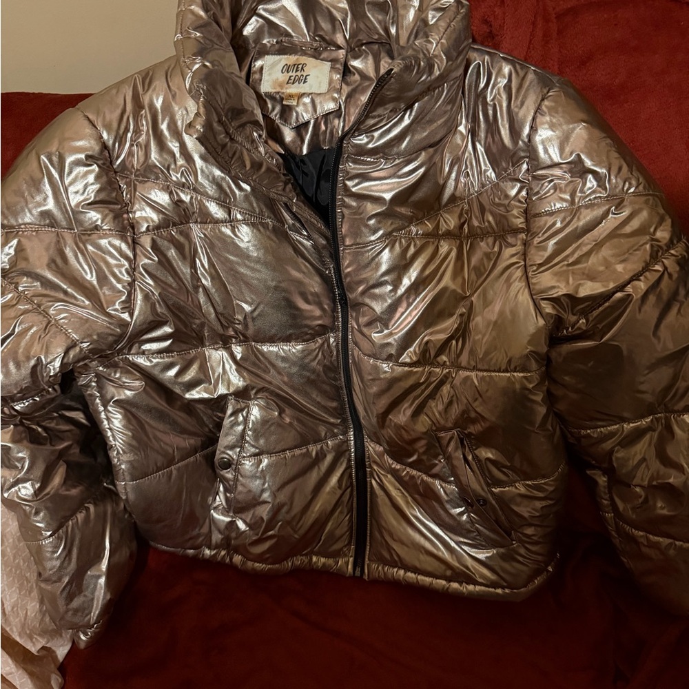 Outer Edge Metallic Puffer Jacket